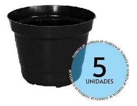 5 Vasos Pote 13 Plástico Rígido Preto p/ Suculentas e Mudas