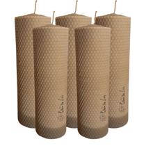 5 Velas Artesanais de Cera de Abelha (20 cm x 6 cm)