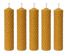 5 Velas De Cera De Abelha 100% Pura E Natural 10x2 Cm