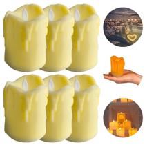 5 Velas Decoração Led Eletrônica Amarela Simula Luz Acesa