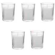 5 Velas Decorativa Em Copo De Vidro Transparente Sem Aroma