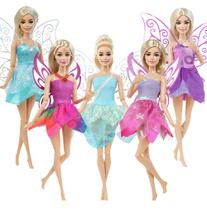 5 Vestidos Fada C/ Asas Boneca Barbie