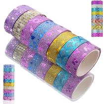 5 Washi Tape Glitter Fita Adesiva Kit 5 Cores Decoração