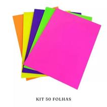 50/100 Folhas Papel Neon Criativo A4 80g Papel Fluorescente Material Escolar
