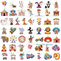 50 Adesivos De Desenhos Animados De Circo E Carnaval: Palhaço, Leão, Elefante, Macaco - Impermeáveis 50 Adesivos De Desenhos Animados De Circo E Carnaval: Palhaço, Leão, Elefante, Macaco - Impermeáveis