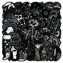 50 adesivos Doodle Gothic Design em preto e branco