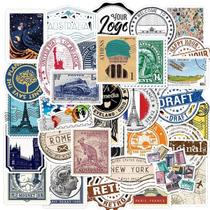 50 Adesivos Lembranças Viagem Recordação Logos Países Retrô