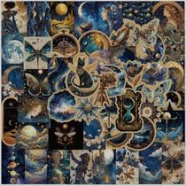 50 Adesivos Noite Estrelada Gatos Celestial Fases da Lua Místico 50 Adesivos Noite Estrelada Gatos Celestial Fases da Lua Místico