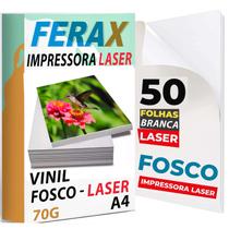 50 Adesivos Vinil Branco FOSCO LASER A4 - Ferax