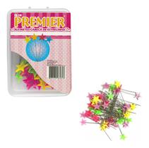 50 Alfinetes Cabeça Estrela Cores Patchwork Costura Aplique