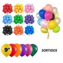 50 Balão Bexiga Redondo 9" - Art latéx - Diversas cores Liso Aniversário Festa Batizado Decoração Profissional