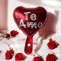 50 Balão Metalizado Coração Vermelho Te Amo Dia das Mãe Namorados Centro Mesa 22cm
