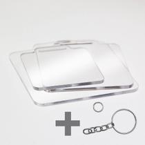50 Base Chaveiro Acrílico Cristal 2mm - Quadrado 4cm +Argola