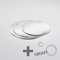 50 Base Chaveiro Acrílico Cristal 2mm - Redonda 5cm + Argola