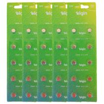 50 Baterias Pilhas Alcalina LR626 AG4 Elgin 1.5 V Cartela Com 50 Unidades