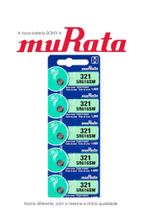 50 Baterias SONY Murata 321 SR616SW 1.55V Célula de Botão de Relógio de Óxido de Prata 50 Baterias SONY Murata 321 SR616SW 1.55V Célula de Botão de Relógio de Óxido de Prata