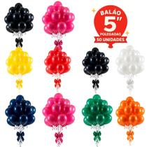 50 Bexigas Balão n5 Decoração Festa brilho e cor escolha
