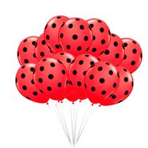 50 Bexigas Balão N9 Decoração Ladybug Bolinhas Pretas