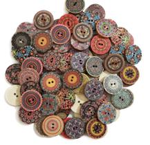 50 Botões Madeira Decorativo Artesanato Costura DIY 25mm 50 Botões Madeira Decorativo Artesanato Costura DIY 25mm