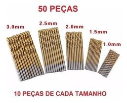 50 Brocas De Titânio P/ Madeira Alumínio Plastico 1mm À 3mm 50 Brocas De Titânio P/ Madeira Alumínio Plastico 1mm À 3mm