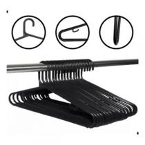 50 Cabide Atacado Plástico Preto Lavanderia Melhor Preço 8mm