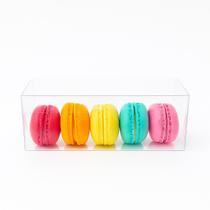 50 Caixas acetato 5x5x12 transparente cristal para 5 macarons