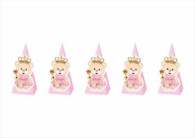 50 Caixinhas CONE para doces Ursinha Princesa