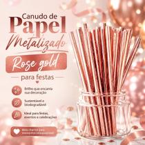 50 Canudos de papel METALIZADO Liso rosê Gold festas baladas formaturas aniversários eventos