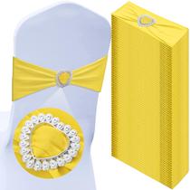 50 Capas para Cadeira VitalCozy - Spandex Amarelo com Fivela de Coração