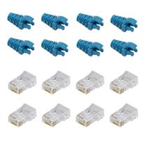 50 Capas protetoras "Snap In" Azul Claro e 50 Conectores RJ45 Cat5e SOHO PLUS