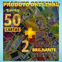 50 Cartas Pokemon Original Sem Repetições Com 02 Brilhantes Garantidas
