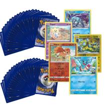50 cartinhas pokemon + 5 cartas foil brilhante garantidas