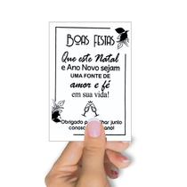 50 Cartões Agradecimento Boa Festas Feliz Natal e Próspero Ano Novo Tam 7 x 10 cm