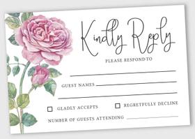 50 Cartões RSVP em Branco com Envelopes - Estilo Floral para Casamento, Chá de Bebê e Festas - Inkdotpot