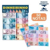 50 Dinheirinho/Notas de Dinheiro Falso De Mentira Jogo Brinquedo Educativo Banco Imobiliário