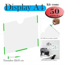 50 Display A4 Expositor Folha Quadro Horizontal Paisagem Pet