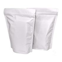 50 Embalagens Sacos Stand Up Pouch Branco Fosco Fecho Zip 17x23