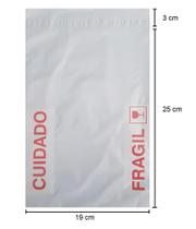 50 Envelope Branco Plástico Envios Correios Lacre De Segurança 19x25 - Cuidado Frágil