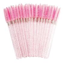 50 Escovinhas Descartáveis Cílios Sobrancelhas Glitter Rosa - Trattime