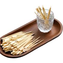 50 Espetos Palito 9Cm Bambu Lanche Aperitivo Petisco Gourmet