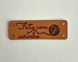 50 Etiquetas Retangular material sintético Escrito "Feito com Carinho"