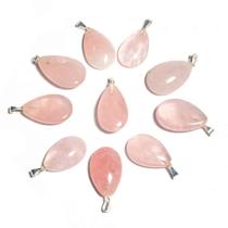 50 Gotas de Pingente de Quartzo Rosa Banhado a Prata - Pacote com 50 Unidades 50 Gotas de Pingente de Quartzo Rosa Banhado a Prata - Pacote com 50 Unidades