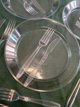 50 Kit Churrasco Refeição Com Prato Rígido 22cm Garfo e Faca Reforçados - Elite