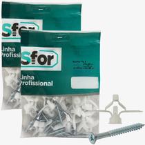 50 Kits Bucha Fly 2 10mm Sfor Drywall Gesso Fixação Parafuso 4,2x55mm