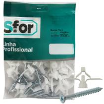50 Kits Bucha Fly 2 10mm Sfor Drywall Gesso Fixação Parafuso 4,2x55mm