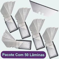 50 Lamina Trapezoidal Para Estilete Profissional Refil 19mm Aço Sk5