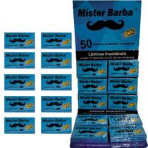 50 Laminas De Barbear Mister Barba Barbearia Original 50 Laminas De Barbear Mister Barba Barbearia Original