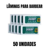 50 Lâminas Para Barbear Derby Extra Verde Profissional 50 Lâminas Para Barbear Derby Extra Verde Profissional