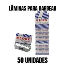 50 Lâminas Para Barbear Lord Platinum Profissional Alta Qualidade