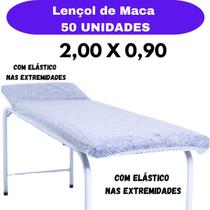 50 Lençol Descartável TNT Branco Para Maca 2,00x0,90CM Com Elástico Higiene e Praticidade